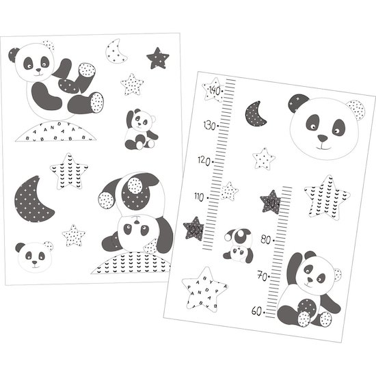 Sauthon Stickers muraux Panda Chao Chao Gris Foncé - Noir 
