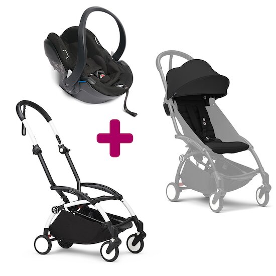 Stokke Pack Poussette Duo YOYO³ Chassis Blanc + pack 6+ YOYO³ Noir + coque Yoyo   