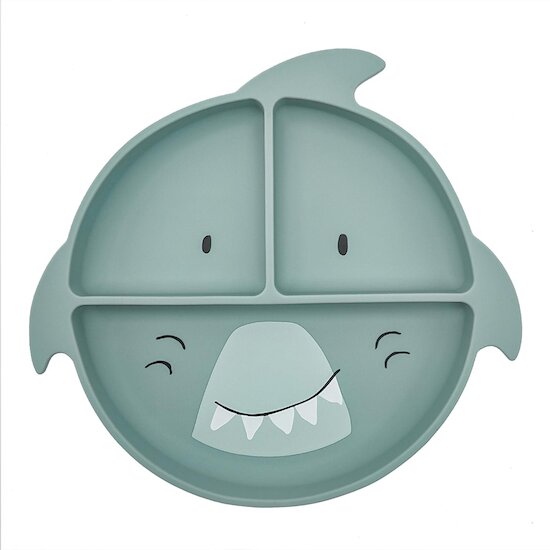 Trixie Assiette avec ventouse silicone et compartiments Mr. Shark 