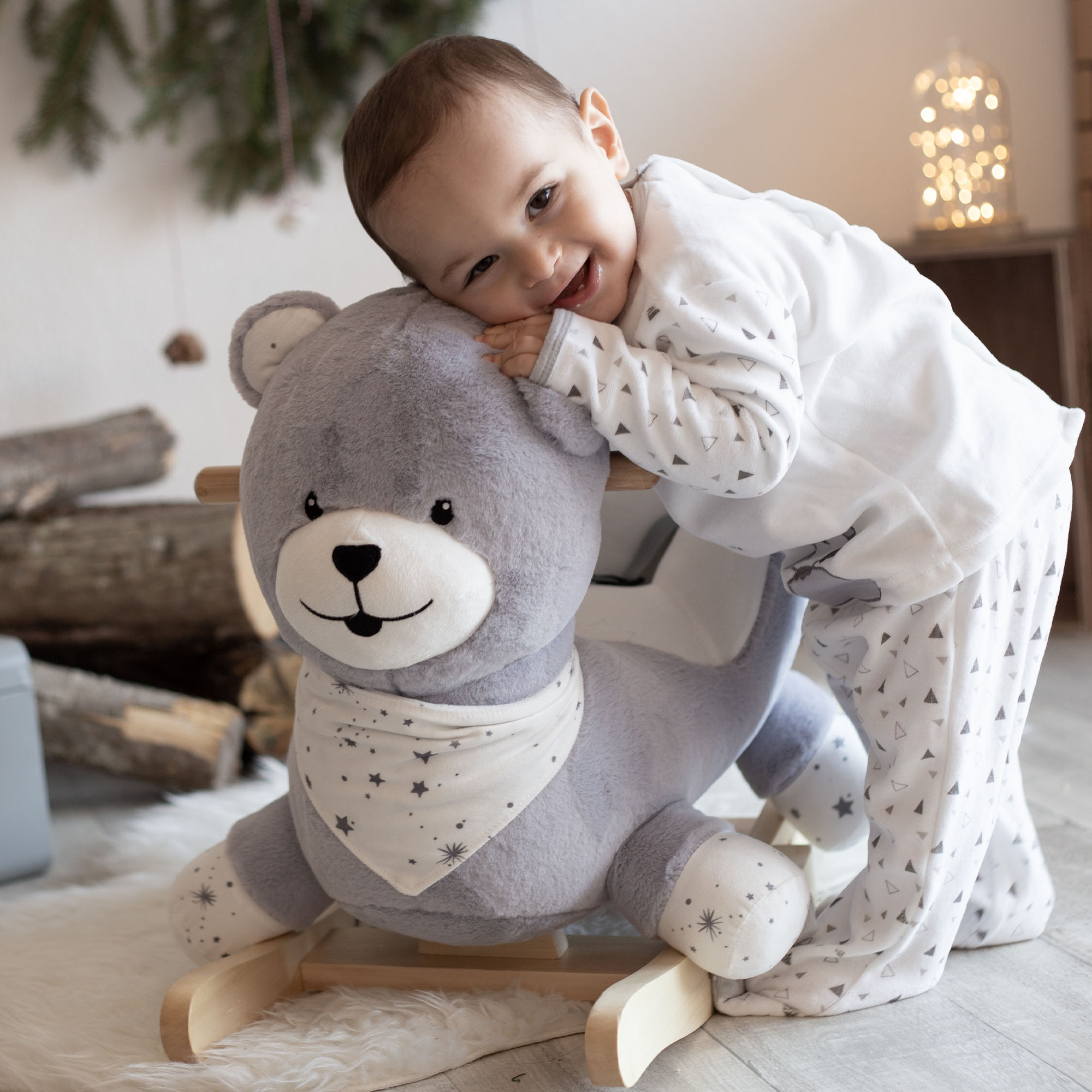 Histoire d'ours - Bascule bébé siège - mouton - avec son + ceinture de  maintien 64,5*27*48 Assise haut : 30 cm cm - Livré dans un carton