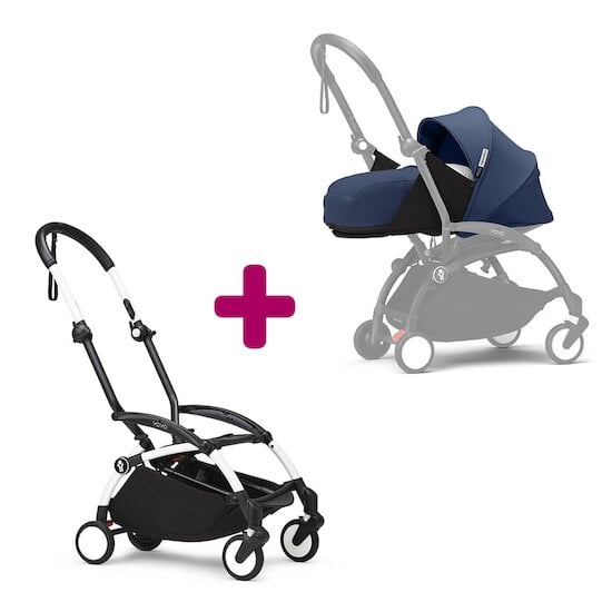 Stokke Pack chassis poussette YOYO³ Blanc + pack nouveau-né 0+ YOYO³ Bleu Air France  