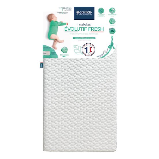 Candide Matelas evolutif Fresh déhoussable Blanc 60x120 cm