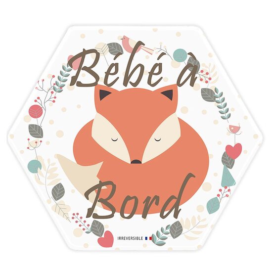 Irréversible Bijoux Adhésif « Bébé à Bord Renard »  Orange 