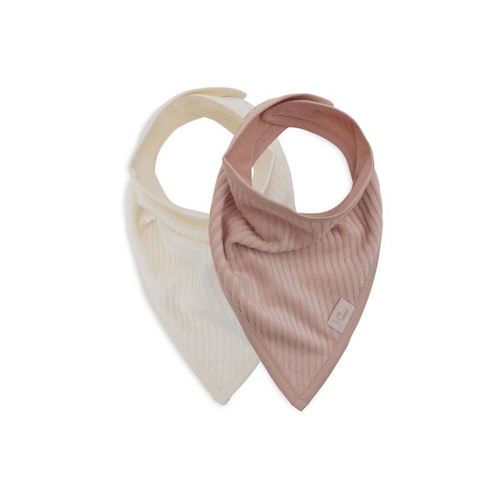 Jollein Bavoir Bandana Velvet Rib lot de 2 Wild Rose/Ivory 