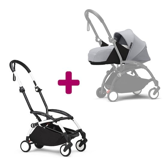 Stokke Pack chassis poussette YOYO³ Blanc + pack nouveau-né 0+ YOYO³ Stone  