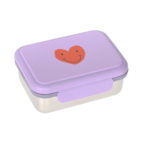 Lässig Boîte à goûter/Lunch box inox Little Gang Cœur Mauve 