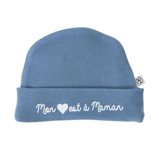 BB&Co Bonnet naissance Mon coeur est à maman Pierre Bleue Naissance