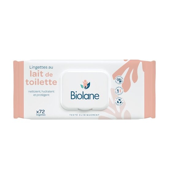 Biolane Lingettes au lait de toilette Rose et blanc 