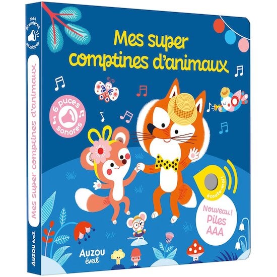 Auzou Livre Mes super comptines d'animaux Multicolore 