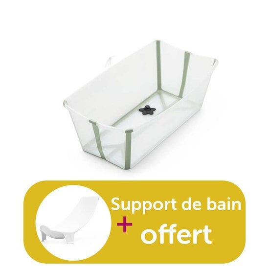 Stokke Baignoire Flexi Bath Transparent vert achetée = support de bain offert  