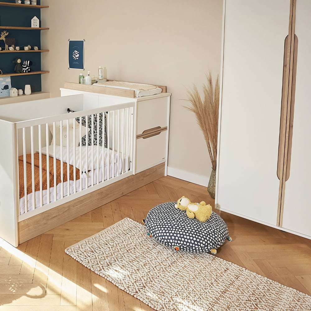 Chambre bébé complète Céleste : lit combiné évolutif 70x140, armoire Galipette