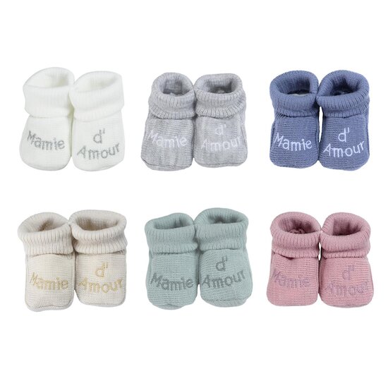 Trois Kilos Sept Chaussons Mamie d'amour Multicolore Naissance