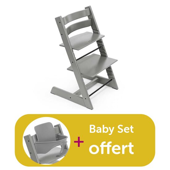 Stokke Chaise tripp trapp achetée Gris tempête = baby set gris tempête offert  