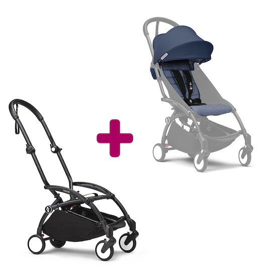 Stokke Pack chassis poussette YOYO³ Noir + pack 6+ YOYO³ Bleu Air France  