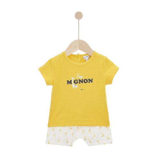 P’tit bisou Short et Haut Bastide ensoleillée Jaune Soleil 6 mois