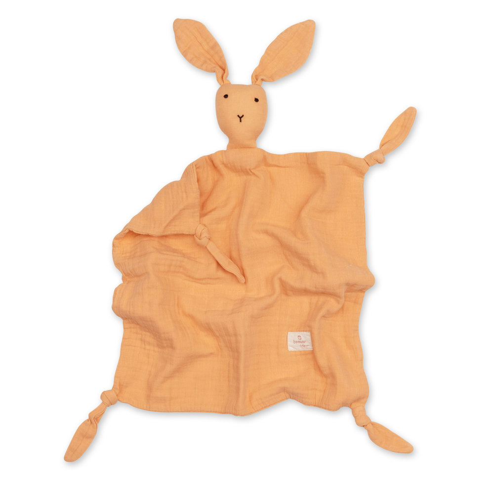 Bemini - Doudou Bunny en mousseline de coton ORANGE Bemini