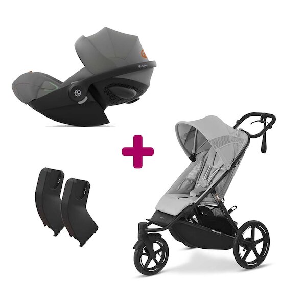 Cybex Pack Poussette duo Avi Spin Fog Grey + adaptateurs coque + coque Cloud G Lava Grey  