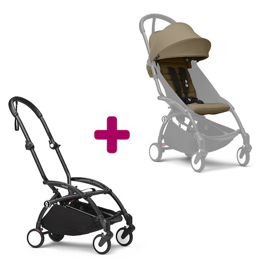 Stokke Pack chassis poussette YOYO³ Noir + pack 6+ YOYO³ Toffee  