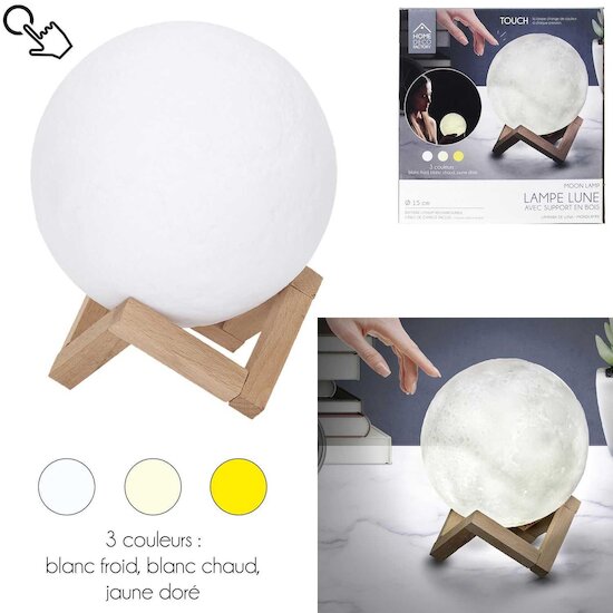 The home deco factory Lampe tactile lune ronde Blanc 