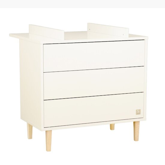 Sauthon Commode 3 tiroirs Paloma Blanc Neige/Hêtre Vernis  