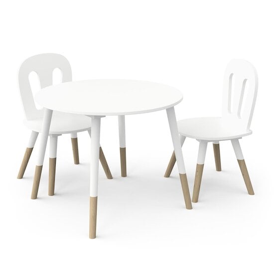 Demeyere Set 1 table + 2 chaises Firmiana Blanc/bois naturel 