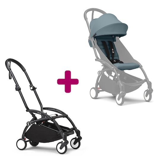 Stokke Pack chassis poussette YOYO³ Noir + pack 6+ YOYO³ Aqua  