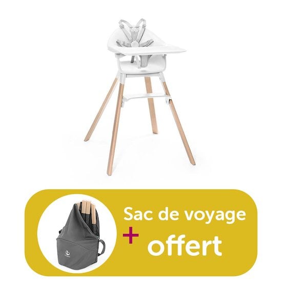 Stokke Chaise Haute évolutive Clikk Blanche = sac de voyage offert  