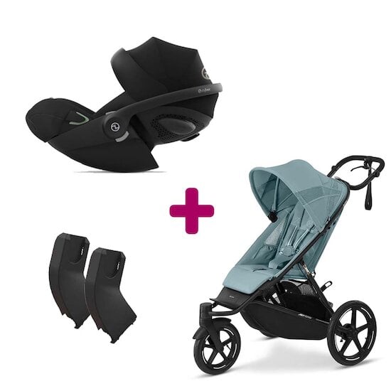 Cybex Pack Poussette duo Avi Spin Stormy Blue + adaptateurs coque + coque Cloud G Moon Black  