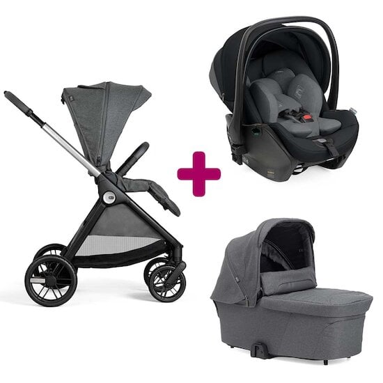 Chicco Pack poussette trio  Bellagio black satin + nacelle flexi black satin + coque First Seat Recline I-size black satin  