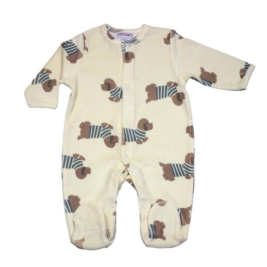 Les Chatounets Pyjama Chien Taupe 0 mois