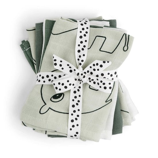 Done by Deer 5 Lingettes en tissu Gots Deer friends Vert 30x30 cm