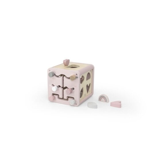 Label Label Cube d'activités en bois Rose 