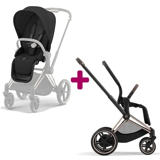 Cybex Poussette Epriam Chassis rosegold + siège Sepia Black  