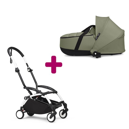 Stokke Pack chassis poussette YOYO³ Blanc + nacelle YOYO³ Olive  