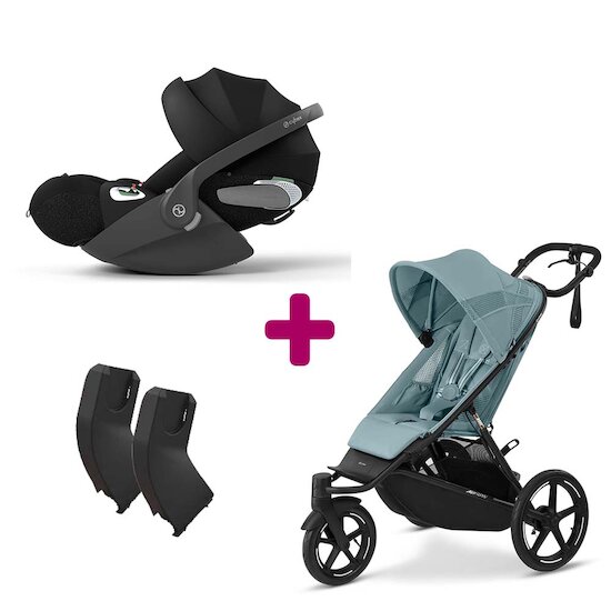 Cybex Pack Poussette duo Avi Spin Stormy Blue + adaptateurs coque + coque Cloud T Sepia Black  