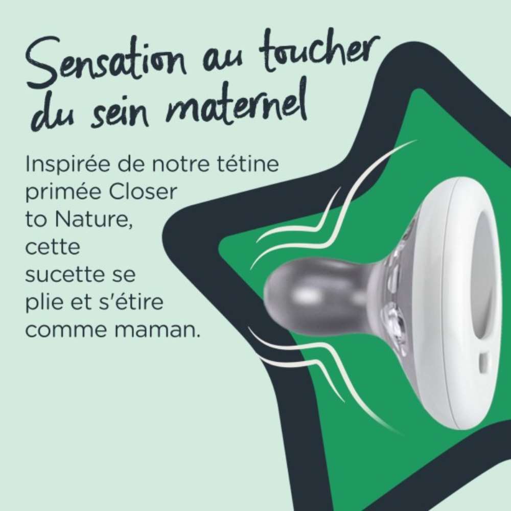 Sucettes nuit bébé phosphorescente silicone sans BPA 0-6 mois TOMMEE TIPPEE  : le lot de 2 à Prix Carrefour