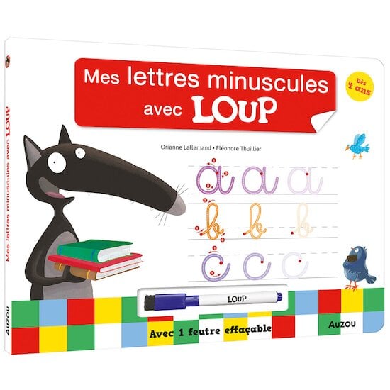 Auzou Livre ardoise - Les lettres minuscules avec Loup Multicolore 