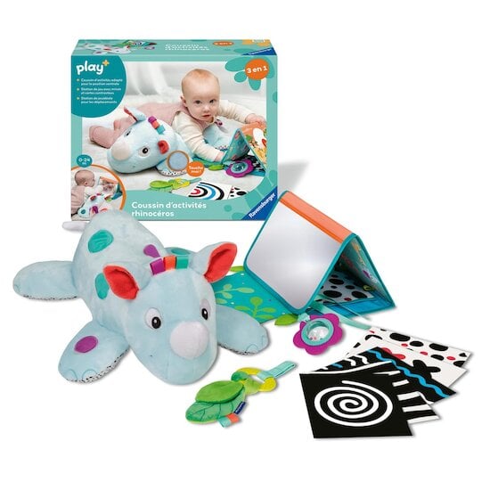 Play+ Coussin d'activités Rhinocéros 0-24 mois