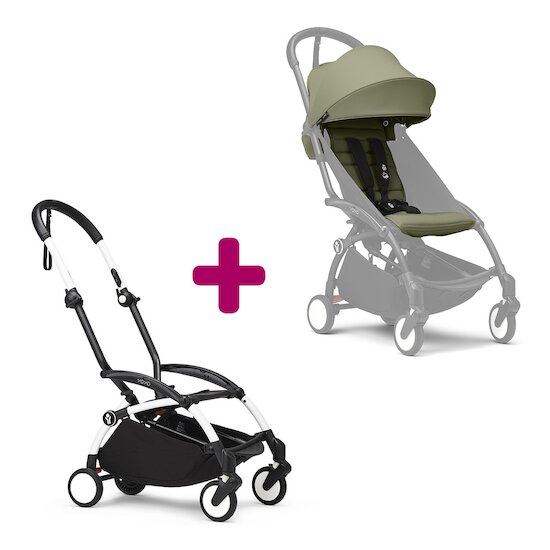 Stokke Pack chassis poussette YOYO³ Blanc + pack 6+ YOYO³ Olive  