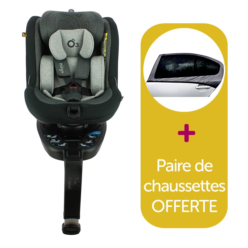 Migo - Siège auto O3 i-Size Nado + 2 chaussettes offertes NOIR Migo