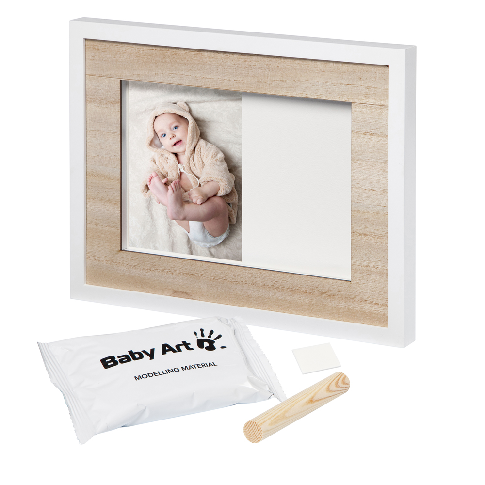 Cadre Photo Art Pour Bebe Et Enfant Avec Cadre En Bois Premium Et La Verre Acrylique De Haute Qualite Cadeau Ideale Pour Le Nouveau Ne Pate A Modeler Souple Avec Empreinte De Main