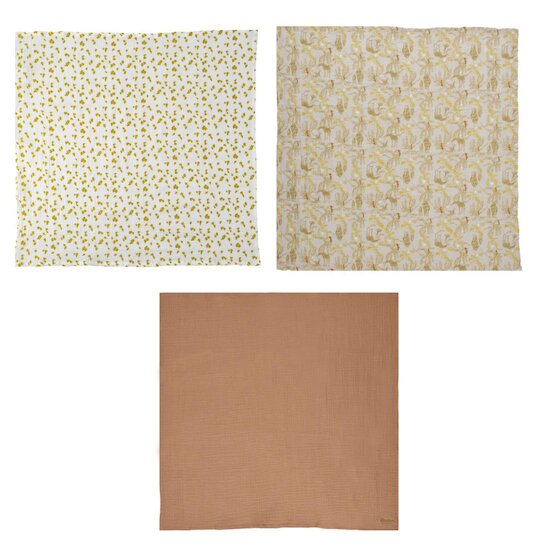 Domiva Lot 3 Langes Mousseline Honey Moon Beige 60x60 cm