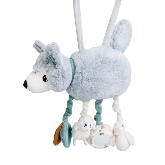 Trois Kilos Sept Peluche d'activités Loup Gris Chiné/Vert Sauge 