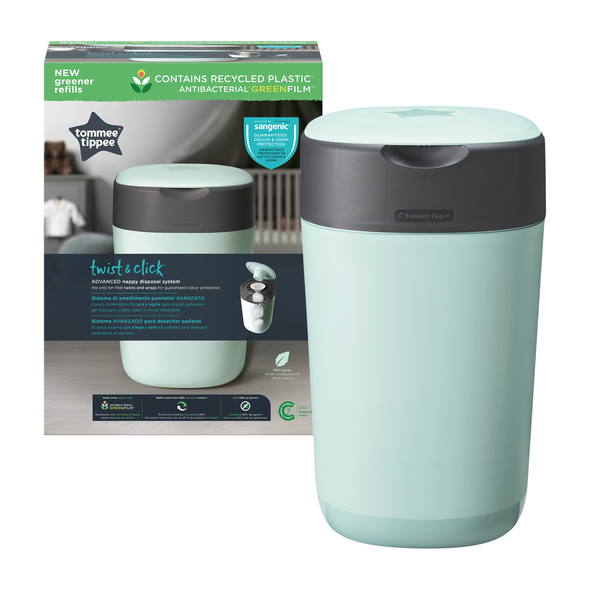 Tommee Tippee - Poubelle à couches Twist & Click VERT Tommee Tippee