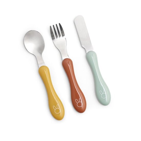 Maïka Set de 3 couverts en Inox Lapinou Multicolore 