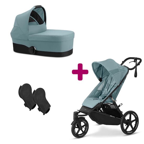 Cybex Pack Poussette duo Avi Spin Stormy Blue + adaptateurs cot S + nacelle Cot S Stormy Blue  