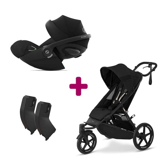 Cybex Pack Poussette duo Avi Spin Moon Black + adaptateurs coque + coque Cloud G Moon Black  