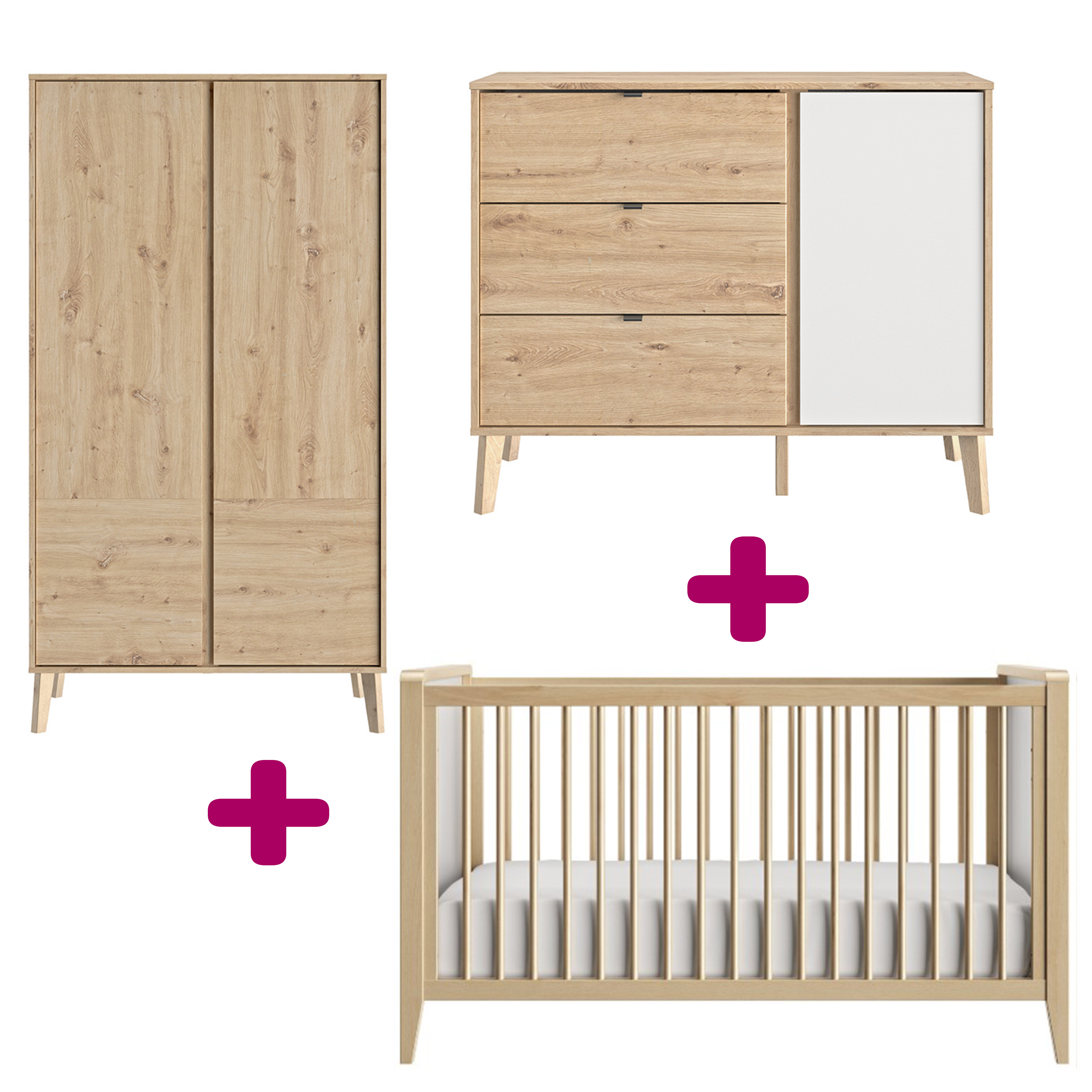 Lit 70x140 Commode Armoire Lison Chambre De Bebe Lune