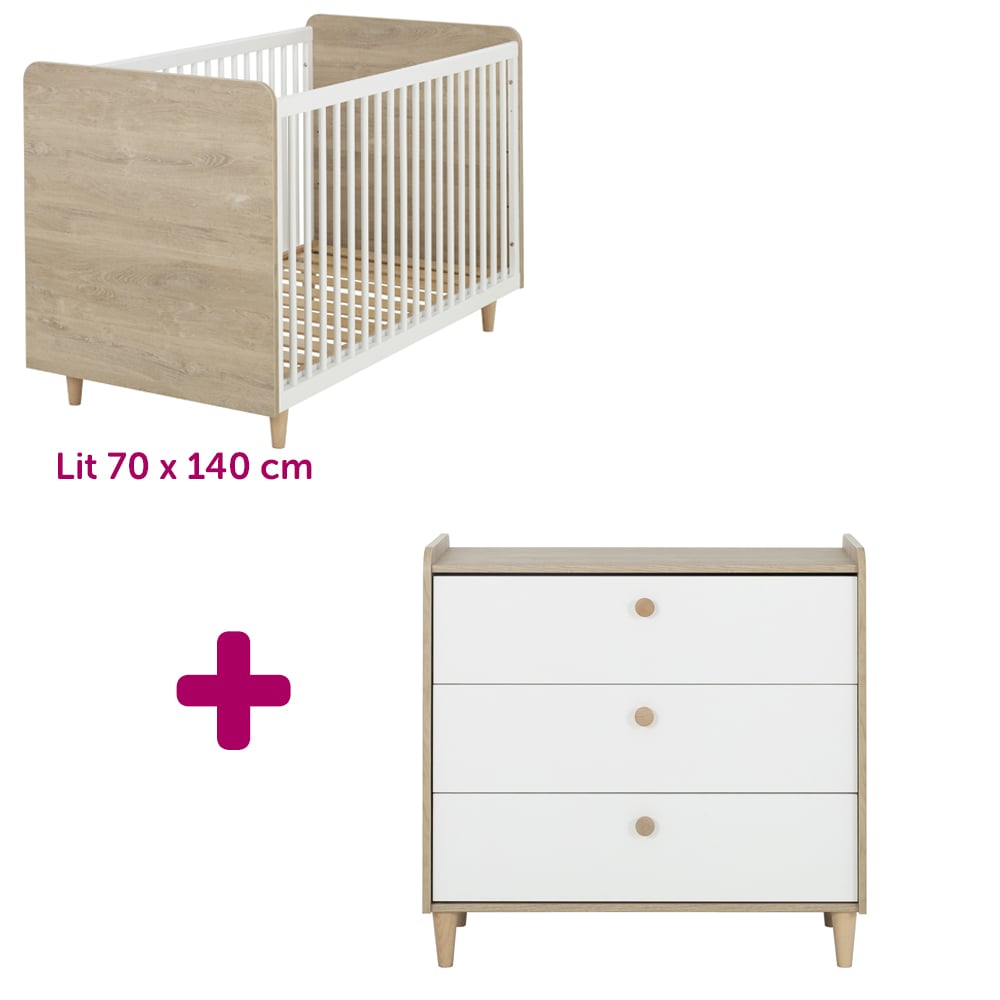 Lit 70x140 Commode Noam 70x140 De Bebe Lune