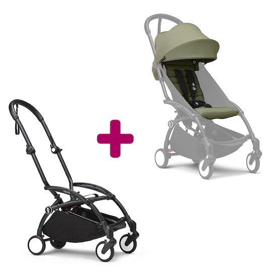 Stokke Pack chassis poussette YOYO³ Noir + pack 6+ YOYO³ Olive  